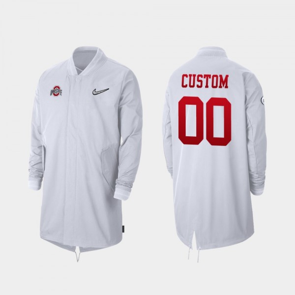 Ohio State Buckeyes Custom Men's #00 Sideline 2019 Full-Zip White Playoff Bound College Football Jacket 2404LMRS5